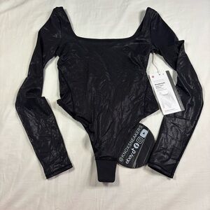 Lululemon Nulu Square-Neck LS Bodysuit LXBL Black Sparkle Women’s Size XS
